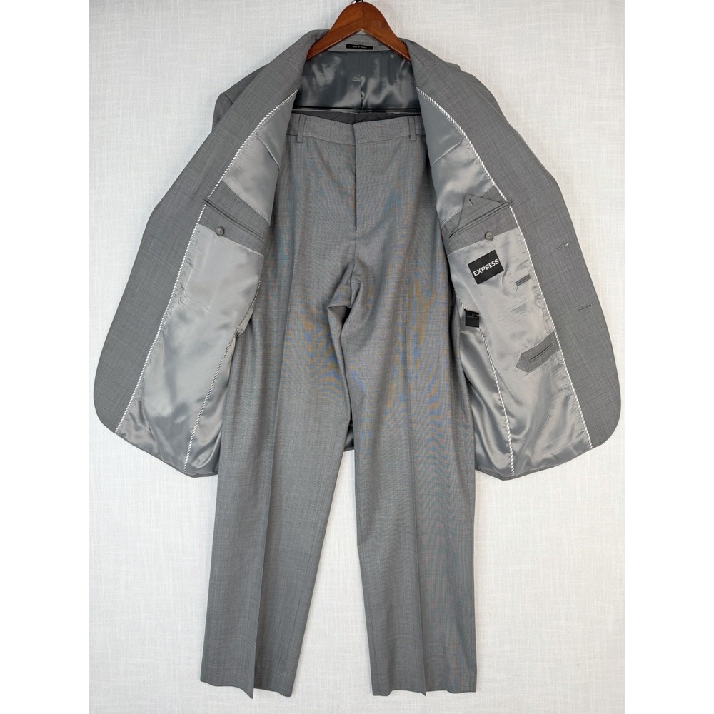 EXPRESS Suit Men's Set Of 2 Pcs GRAY WOOL BLEND JACKET 44R Pants 36X32